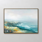 Where the Sea Meets Fire – blue landscape canvas wall art print by Aspire Prints