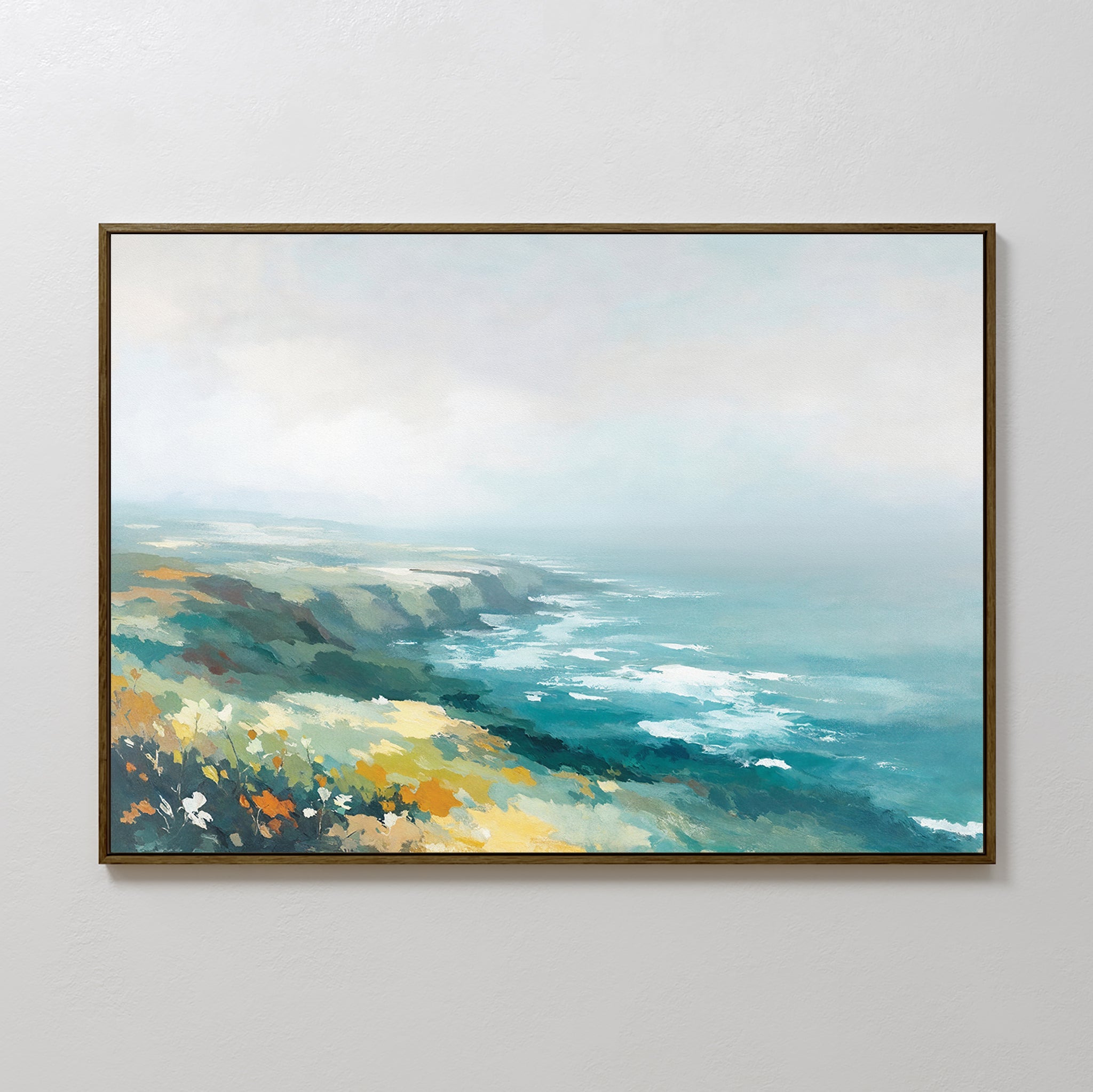 Where the Sea Meets Fire – blue landscape canvas wall art print by Aspire Prints