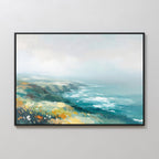 Where the Sea Meets Fire – blue landscape canvas wall art print by Aspire Prints