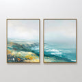Where the Sea Meets Fire – Set of 2 Canvas Prints set of 2 – blue landscape canvas wall art by Aspire Prints