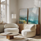 Where the Sea Meets Fire – Set of 2 Canvas Prints set of 2 – blue landscape canvas wall art by Aspire Prints