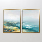 Where the Sea Meets Fire – Set of 2 Canvas Prints set of 2 – blue landscape canvas wall art by Aspire Prints