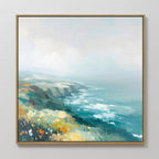 Where Cliffs Meet the Tide – blue landscape canvas wall art print by Aspire Prints