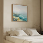 Where Cliffs Meet the Tide – blue landscape canvas wall art print by Aspire Prints