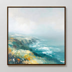 Where Cliffs Meet the Tide – blue landscape canvas wall art print by Aspire Prints