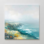 Where Cliffs Meet the Tide – blue landscape canvas wall art print by Aspire Prints