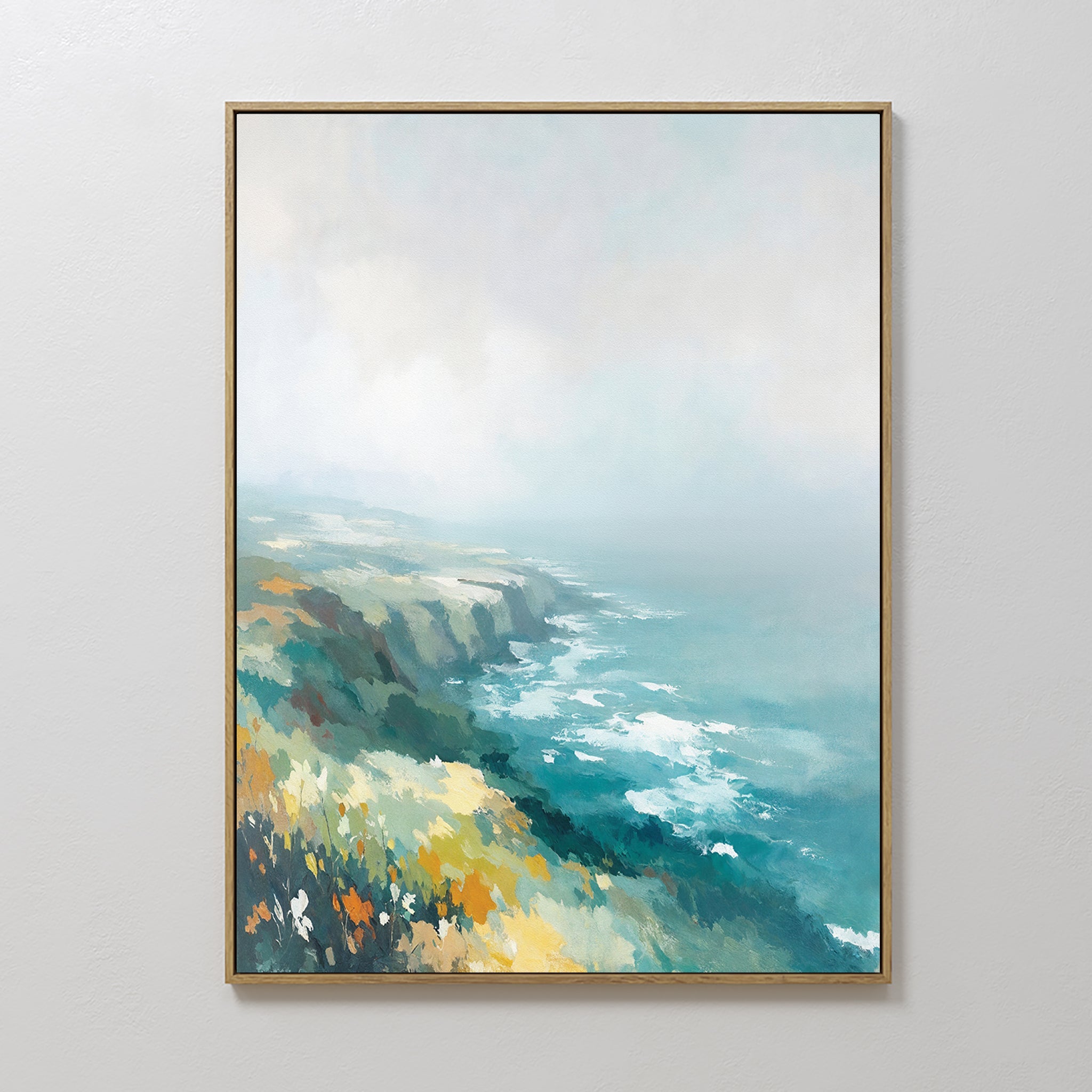 Where the Sea Meets Fire – blue landscape canvas wall art print by Aspire Prints