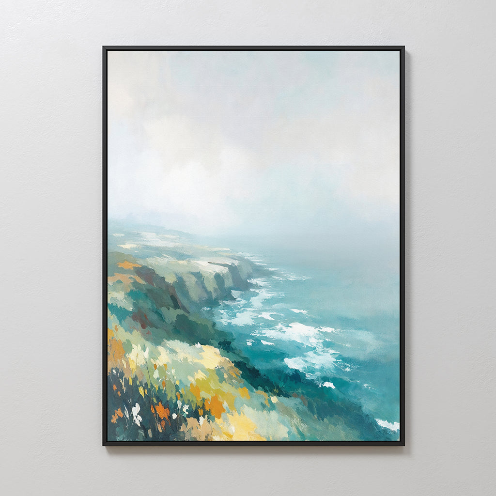 Where the Sea Meets Fire – blue landscape canvas wall art print by Aspire Prints