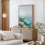 Where the Sea Meets Fire – blue landscape canvas wall art print by Aspire Prints