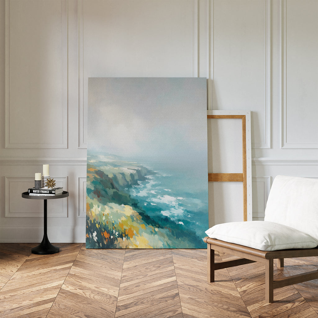 Where the Sea Meets Fire – blue landscape canvas wall art print by Aspire Prints