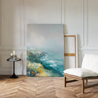 Where the Sea Meets Fire – blue landscape canvas wall art print by Aspire Prints