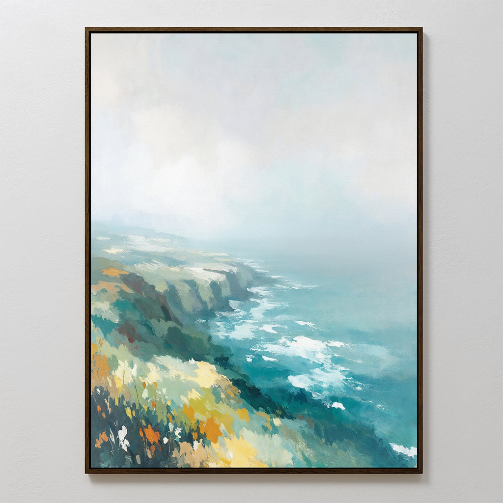 Where the Sea Meets Fire – blue landscape canvas wall art print by Aspire Prints