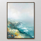 Where the Sea Meets Fire – blue landscape canvas wall art print by Aspire Prints