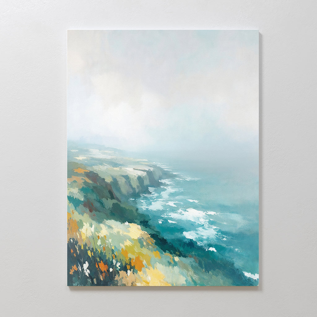 Where the Sea Meets Fire – blue landscape canvas wall art print by Aspire Prints