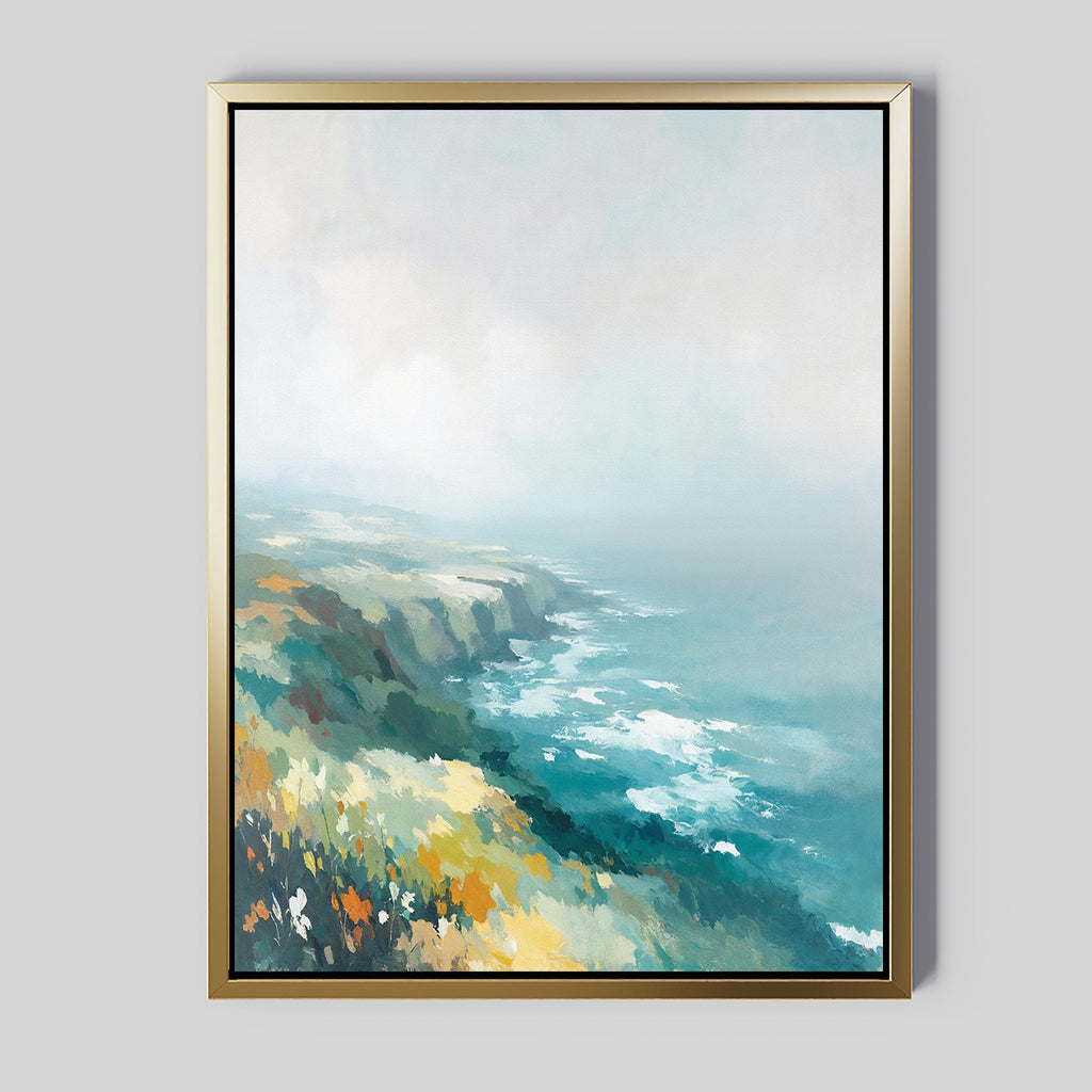 Where the Sea Meets Fire – blue landscape canvas wall art print by Aspire Prints