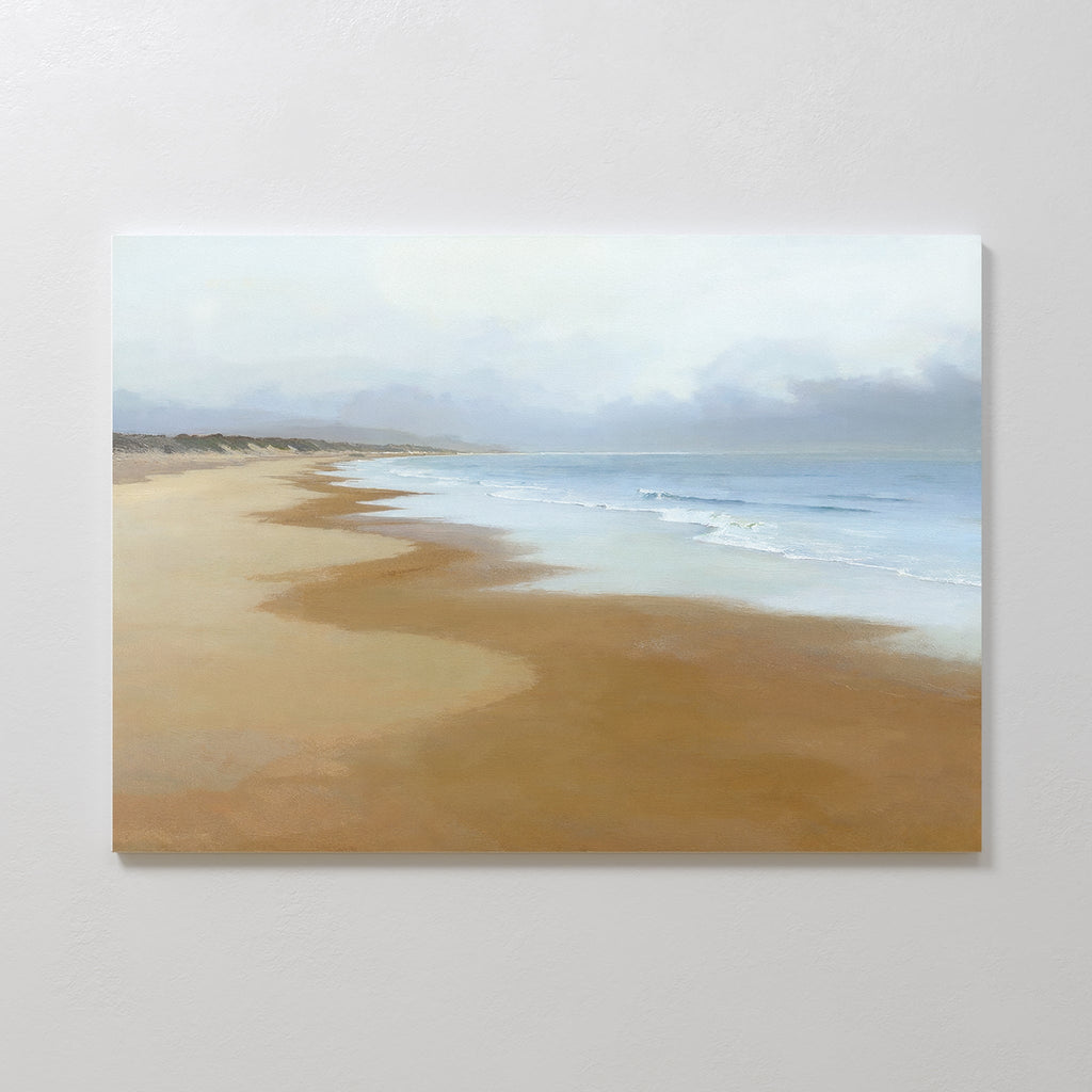 Where the Tide Forgets – blue coastal canvas wall art print by Aspire Prints