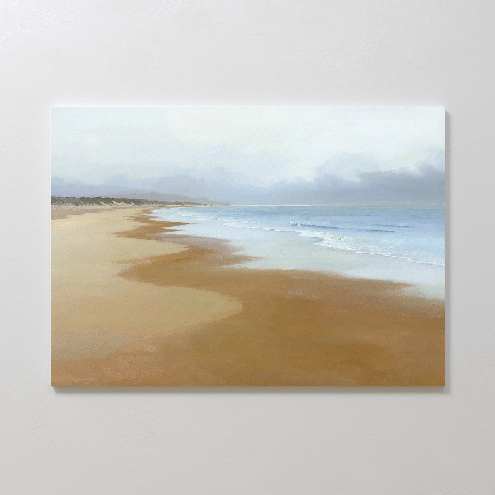 Where the Tide Forgets – blue coastal canvas wall art print by Aspire Prints