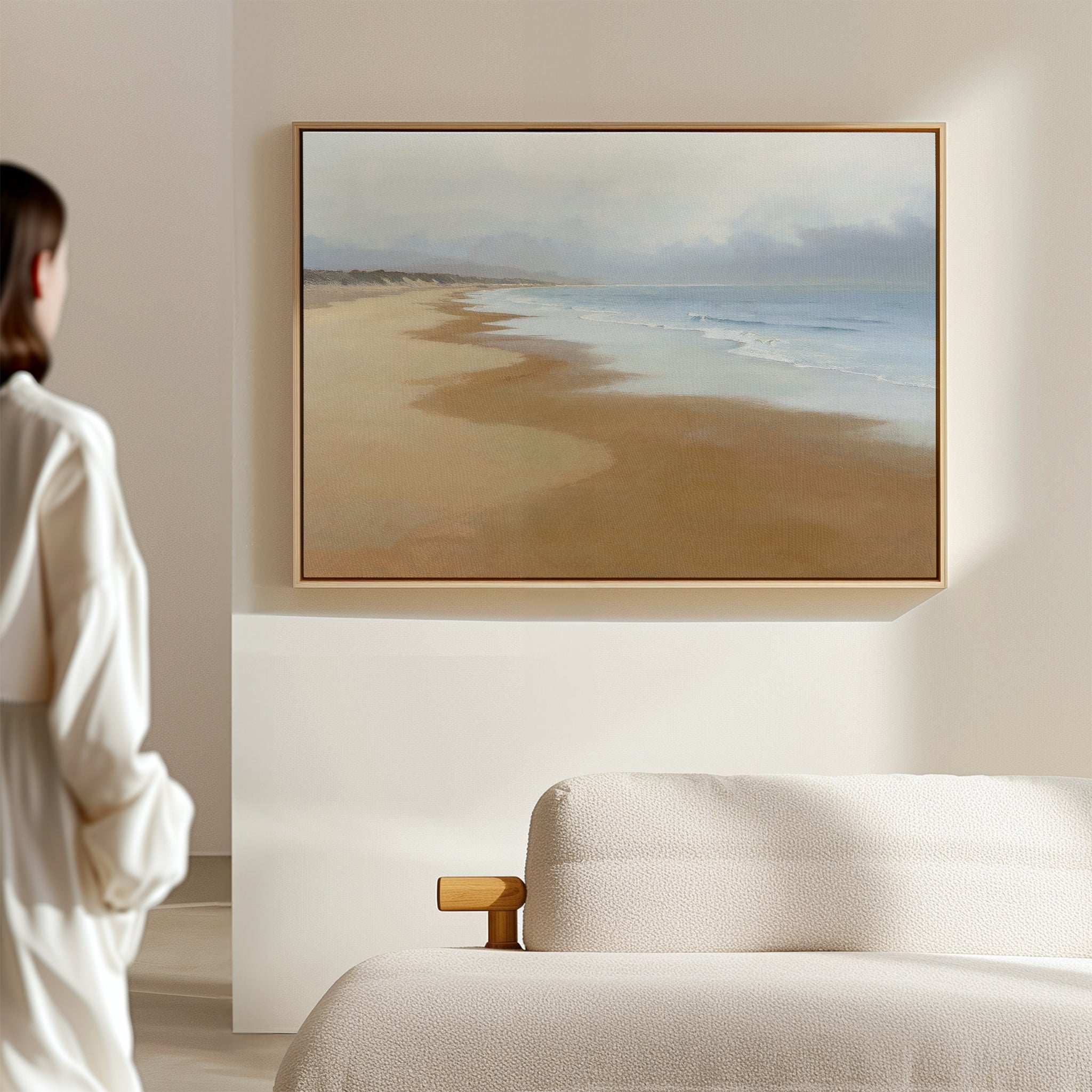 Where the Tide Forgets – blue coastal canvas wall art print by Aspire Prints