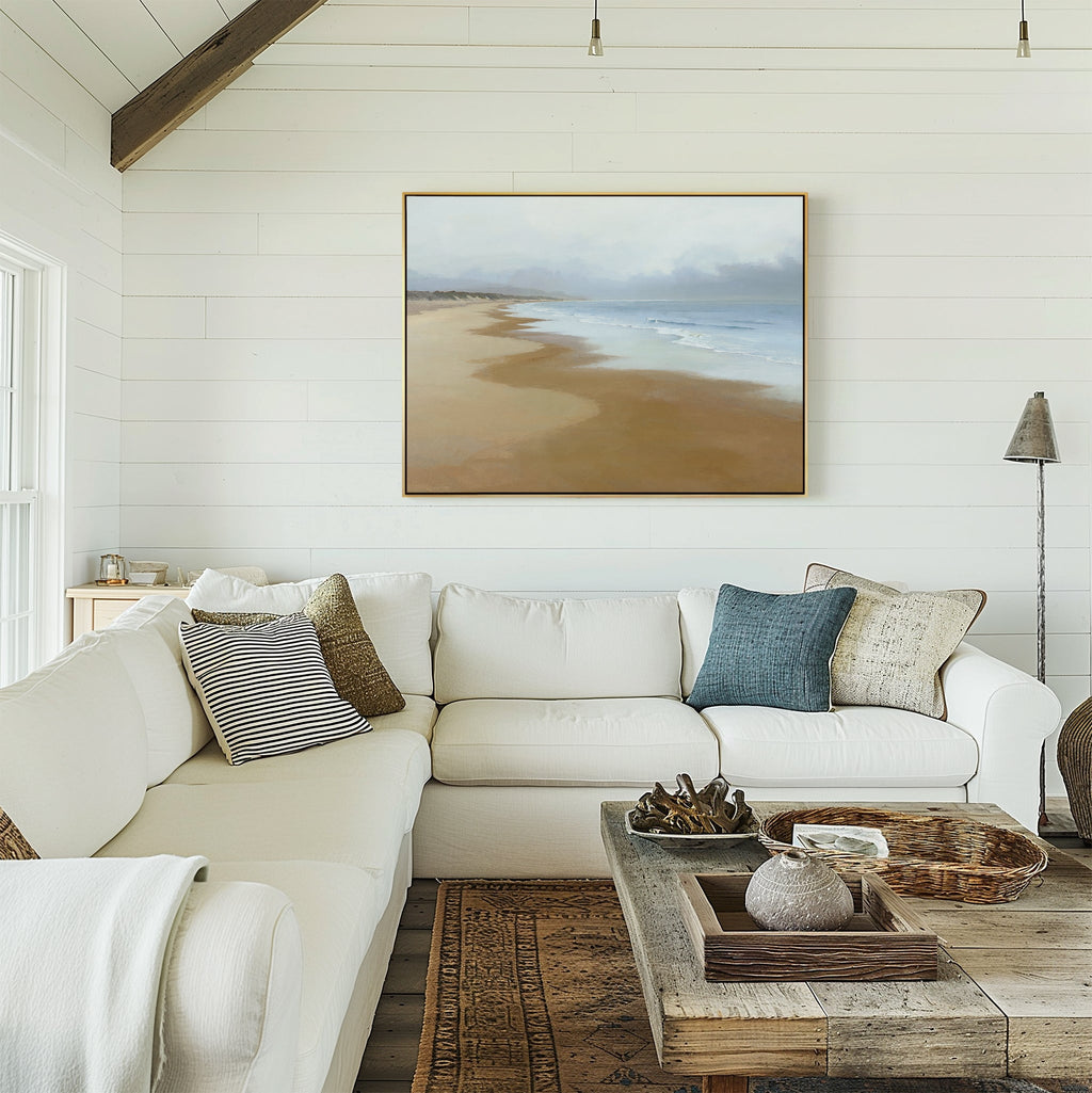Where the Tide Forgets – blue coastal canvas wall art print by Aspire Prints