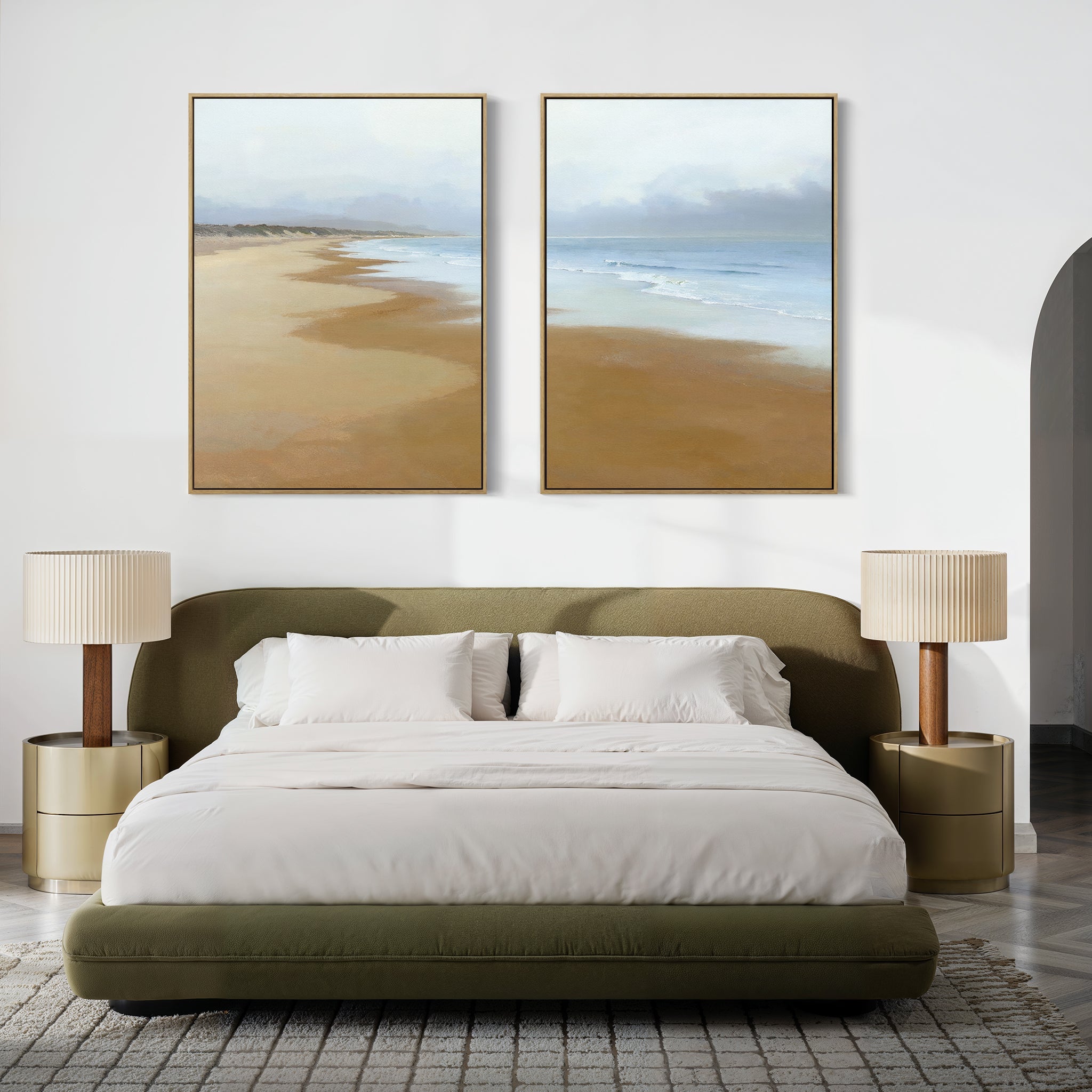 Where the Tide Forgets – Set of 2 Canvas Prints set of 2 – blue coastal canvas wall art by Aspire Prints