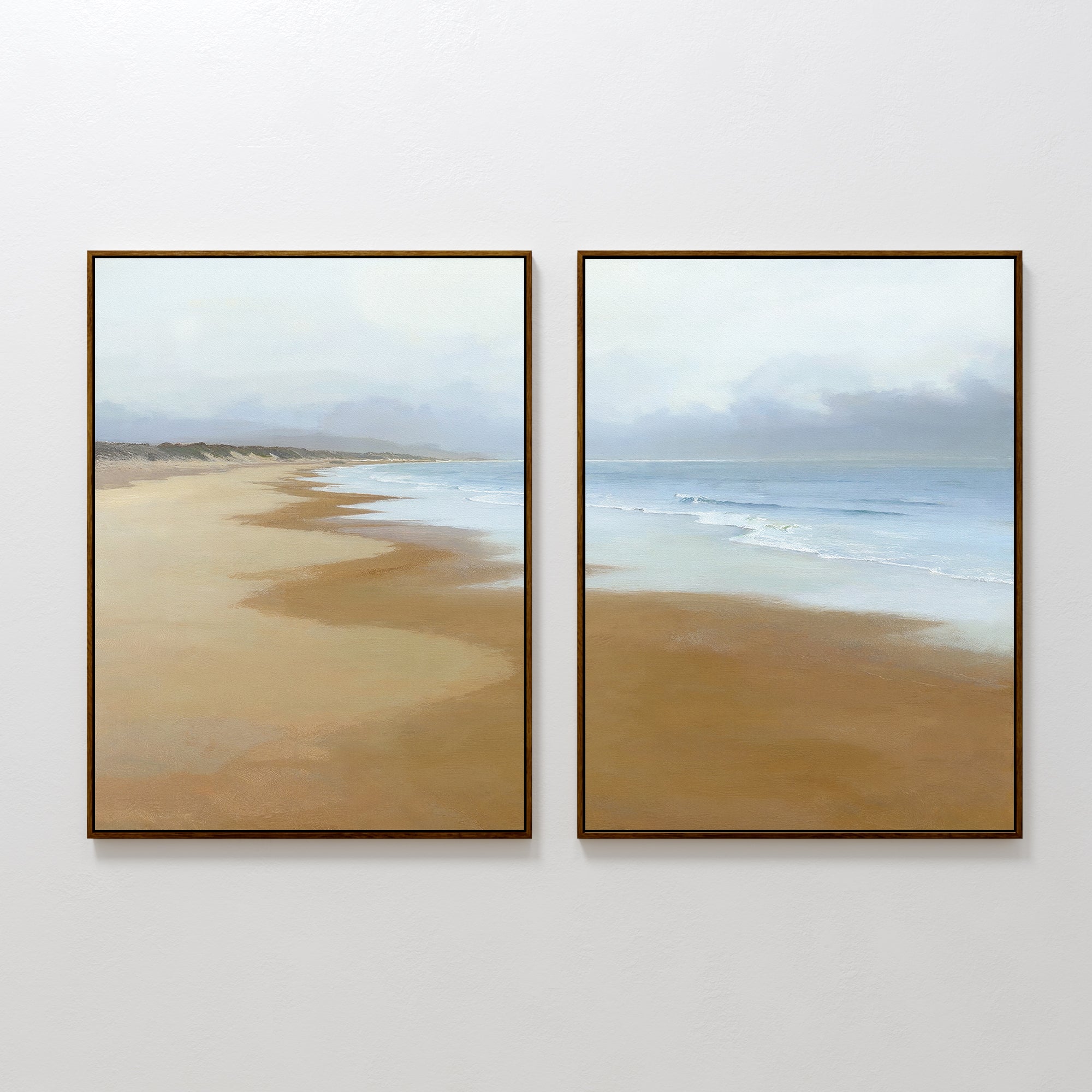 Where the Tide Forgets – Set of 2 Canvas Prints set of 2 – blue coastal canvas wall art by Aspire Prints