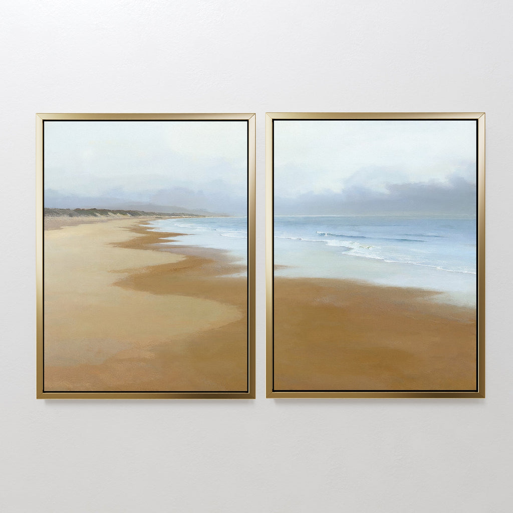 Where the Tide Forgets – Set of 2 Canvas Prints set of 2 – blue coastal canvas wall art by Aspire Prints