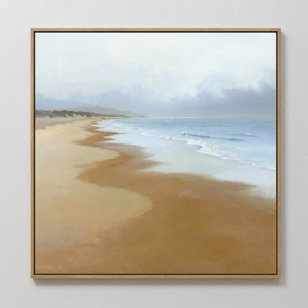 Where the Tide Forgets Time – blue coastal canvas wall art print by Aspire Prints