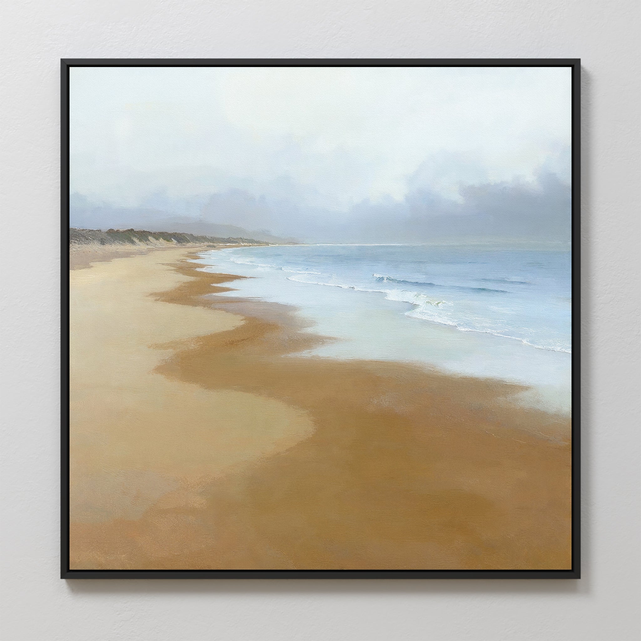 Where the Tide Forgets Time – blue coastal canvas wall art print by Aspire Prints
