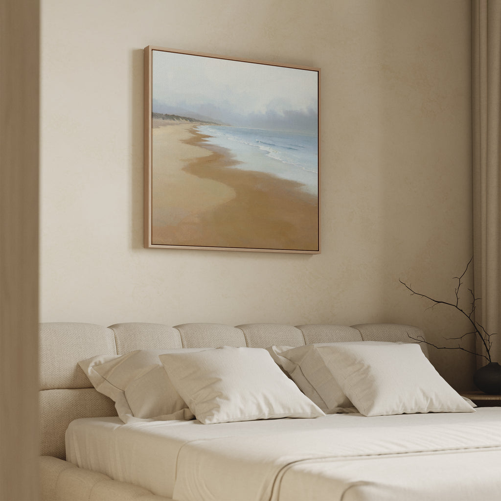 Where the Tide Forgets Time – blue coastal canvas wall art print by Aspire Prints