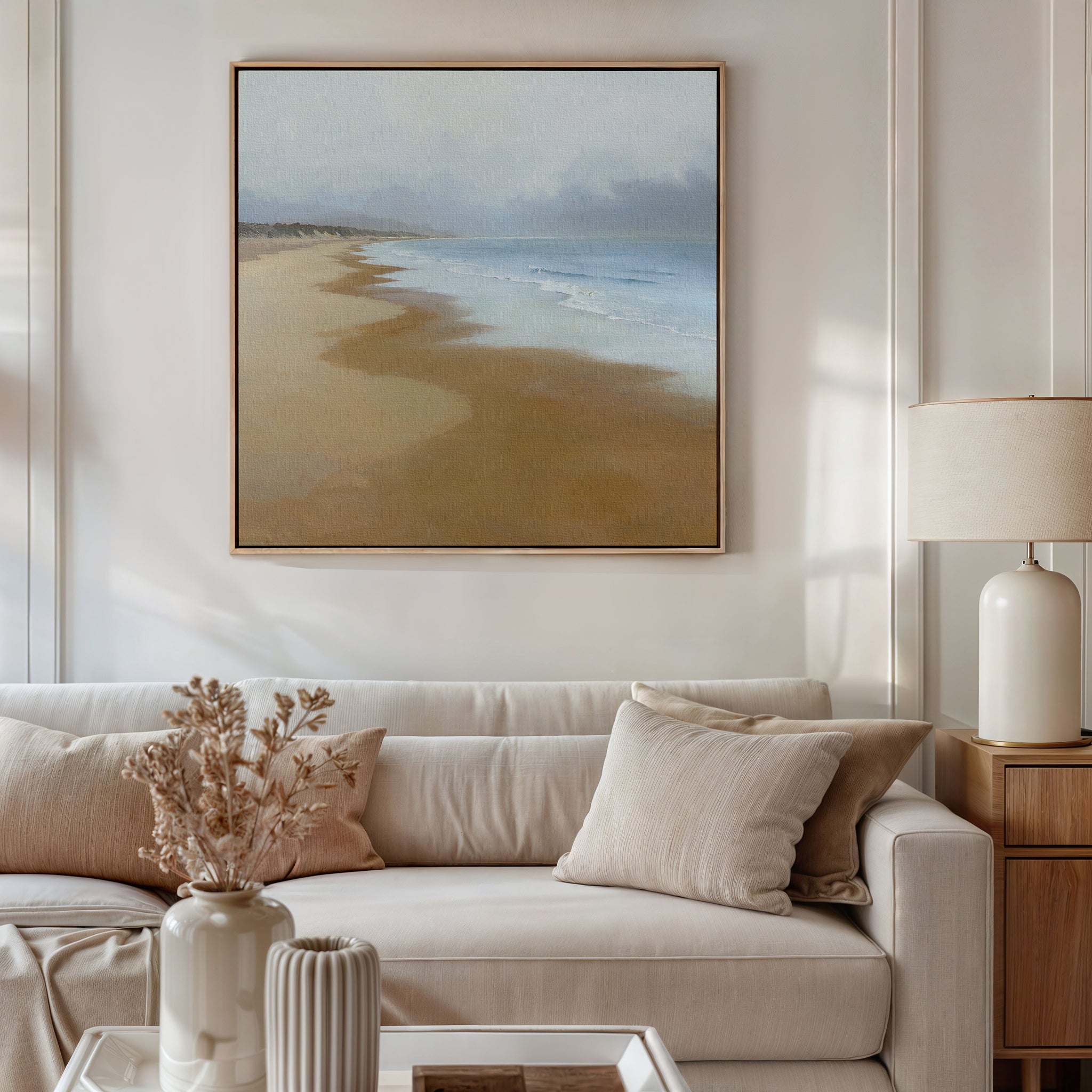 Where the Tide Forgets Time – blue coastal canvas wall art print by Aspire Prints