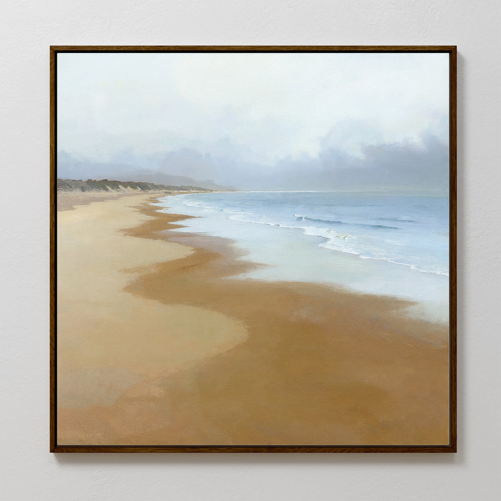 Where the Tide Forgets Time – blue coastal canvas wall art print by Aspire Prints