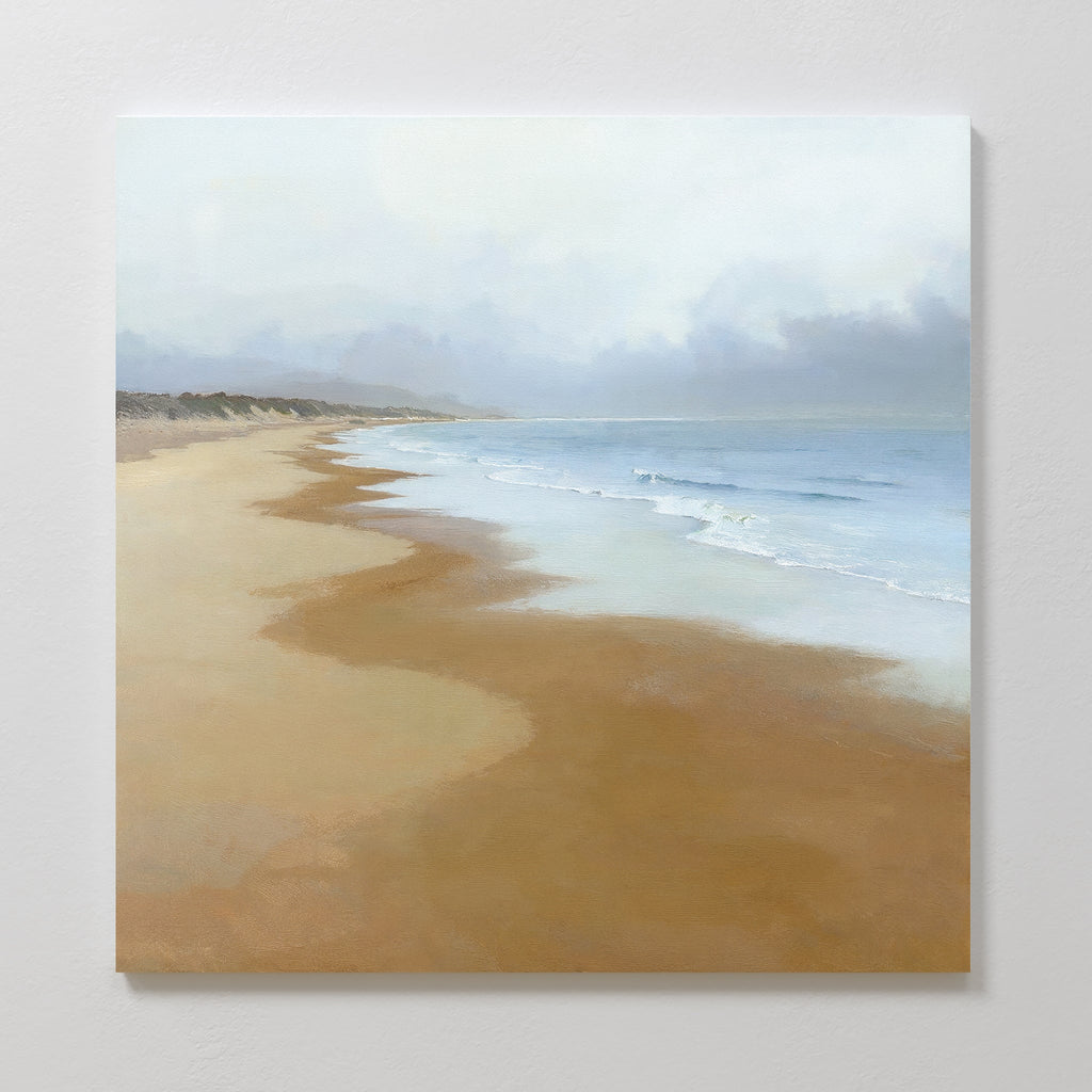 Where the Tide Forgets Time – blue coastal canvas wall art print by Aspire Prints
