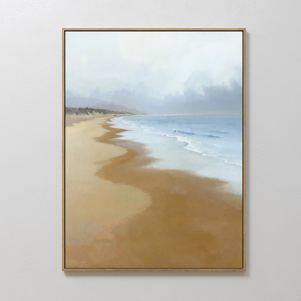 Where the Tide Forgets Time – blue coastal canvas wall art print by Aspire Prints