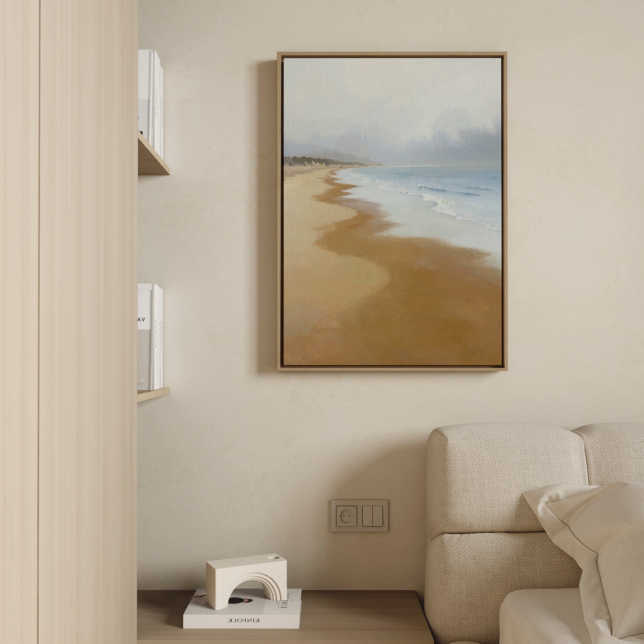 Where the Tide Forgets Time – blue coastal canvas wall art print by Aspire Prints
