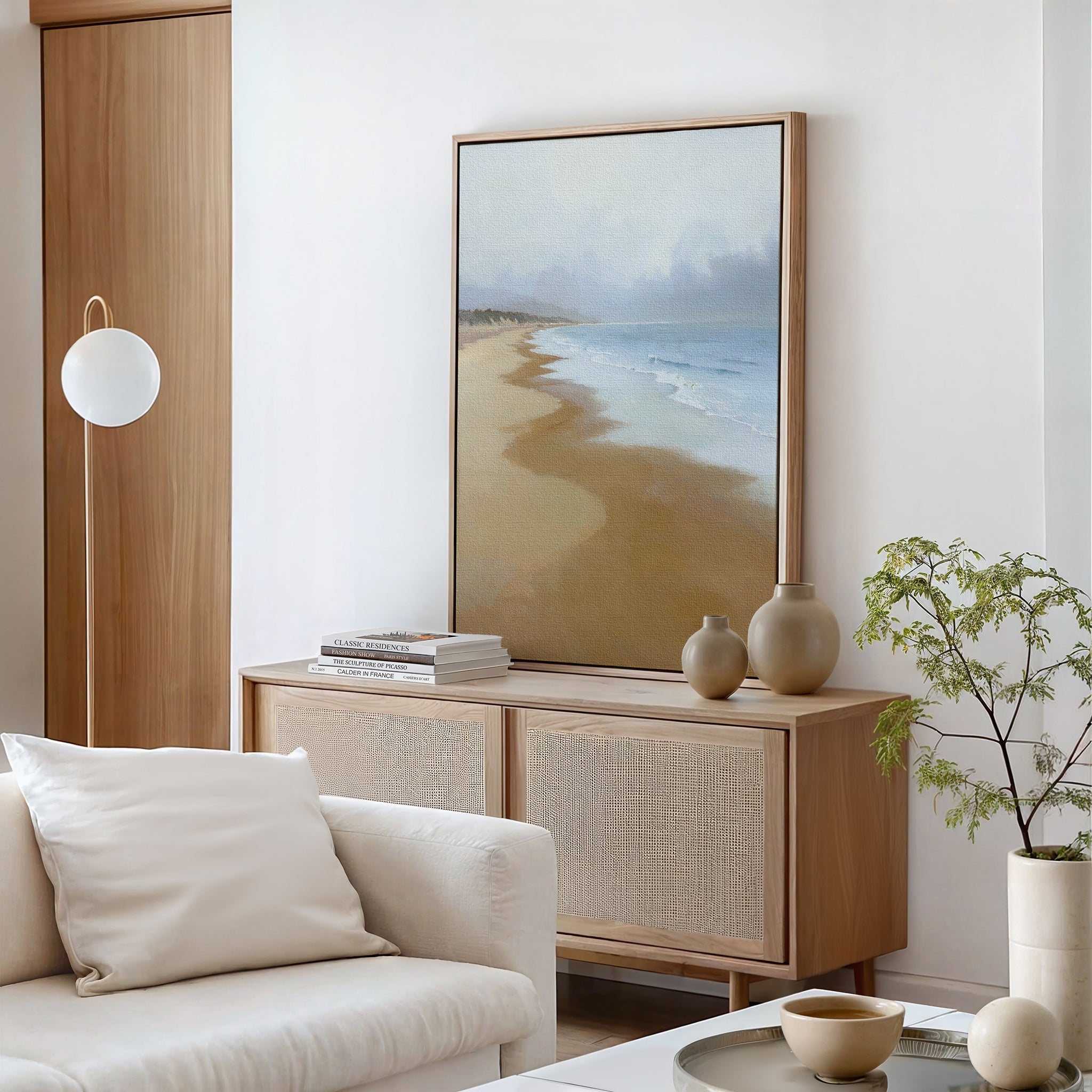 Where the Tide Forgets Time – blue coastal canvas wall art print by Aspire Prints