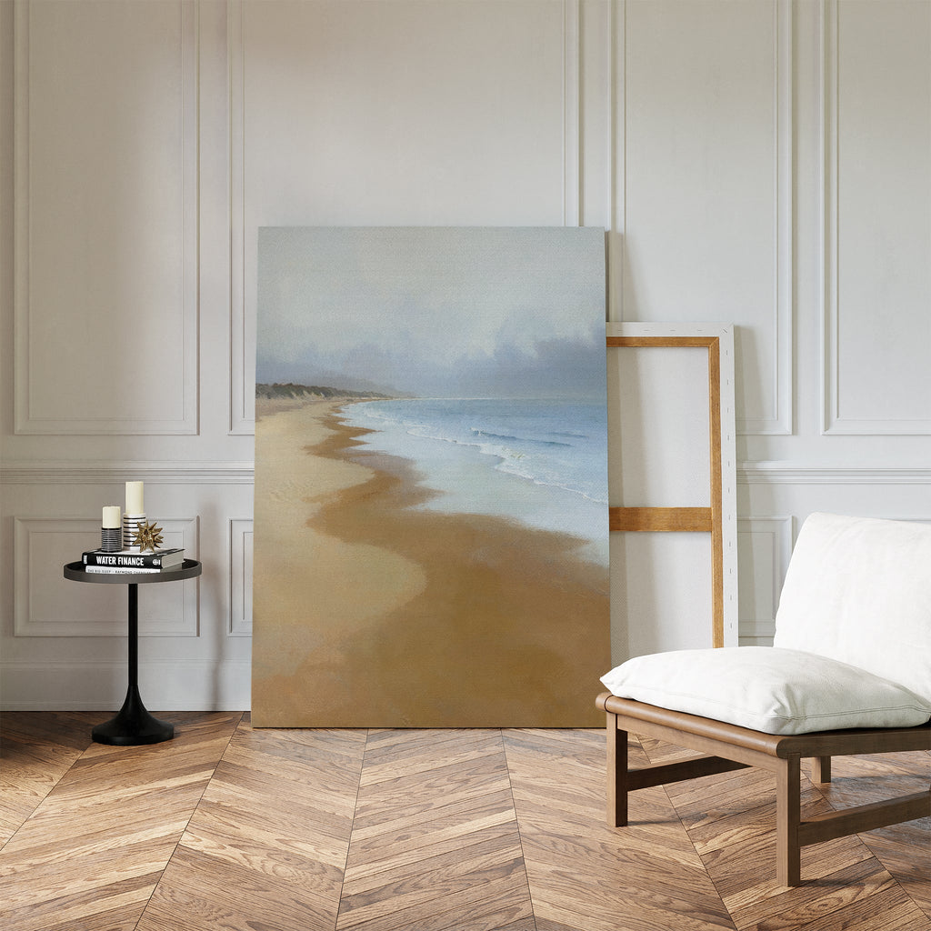 Where the Tide Forgets Time – blue coastal canvas wall art print by Aspire Prints