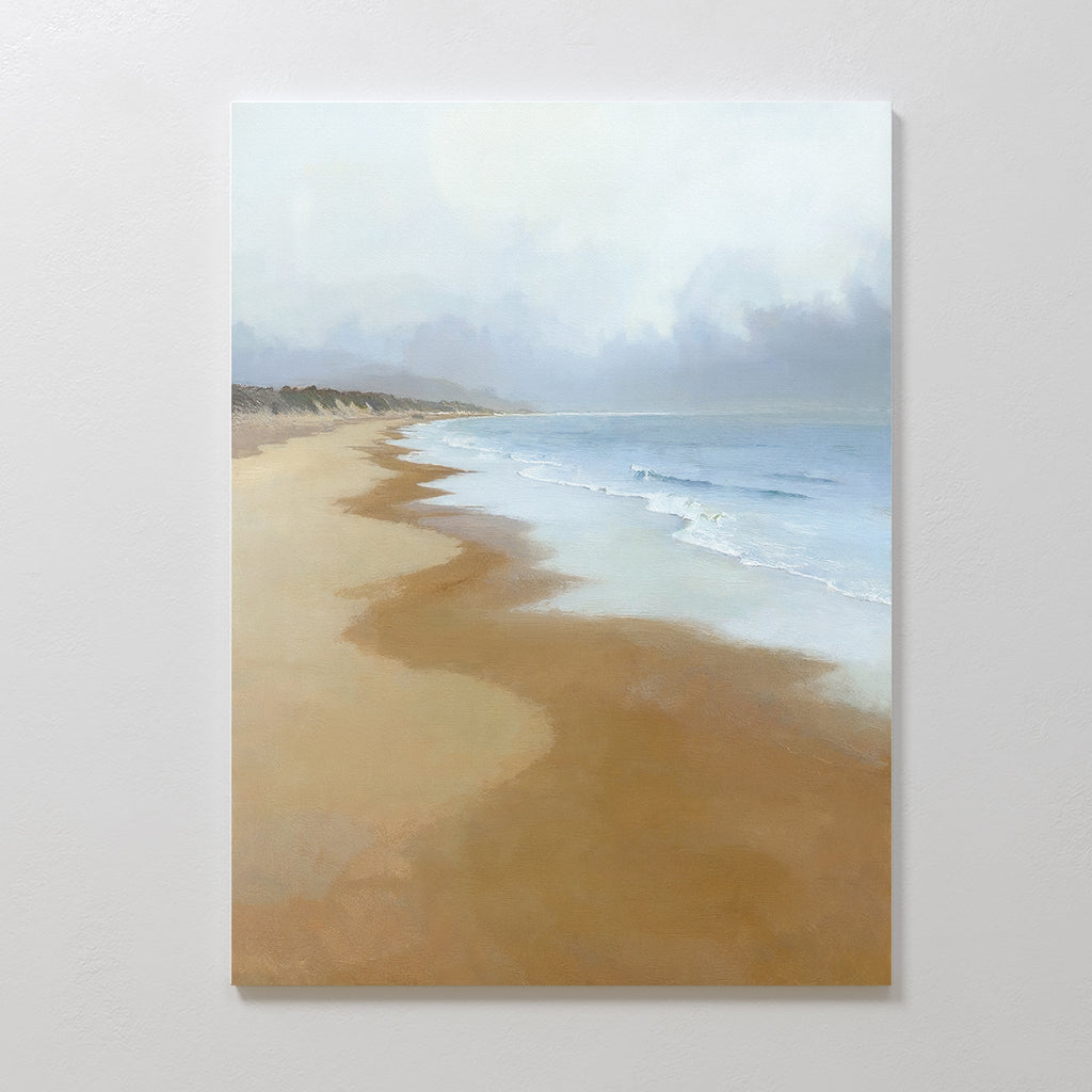 Where the Tide Forgets Time – blue coastal canvas wall art print by Aspire Prints