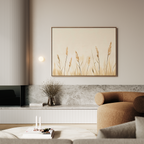 Whispering Reeds – beige and white botanical canvas wall art print by Aspire Prints