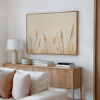 Whispering Reeds – beige and white botanical canvas wall art print by Aspire Prints