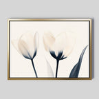 Whispered Petals in Twilight – beige and white botanical canvas wall art print by Aspire Prints