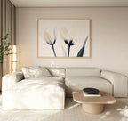 Whispered Petals in Twilight – beige and white botanical canvas wall art print by Aspire Prints
