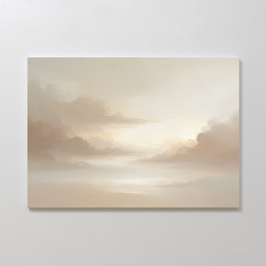 Whispers in the Mist Canvas Print – beige and white cloud canvas wall art print by Aspire Prints