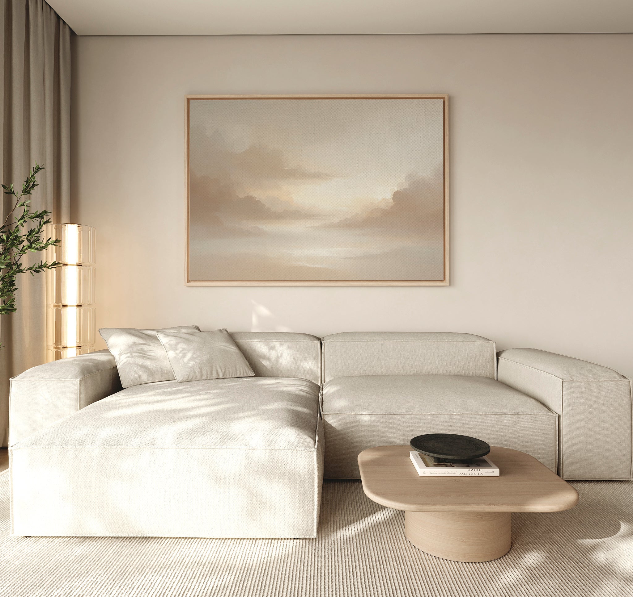 Whispers in the Mist Canvas Print – beige and white cloud canvas wall art print by Aspire Prints