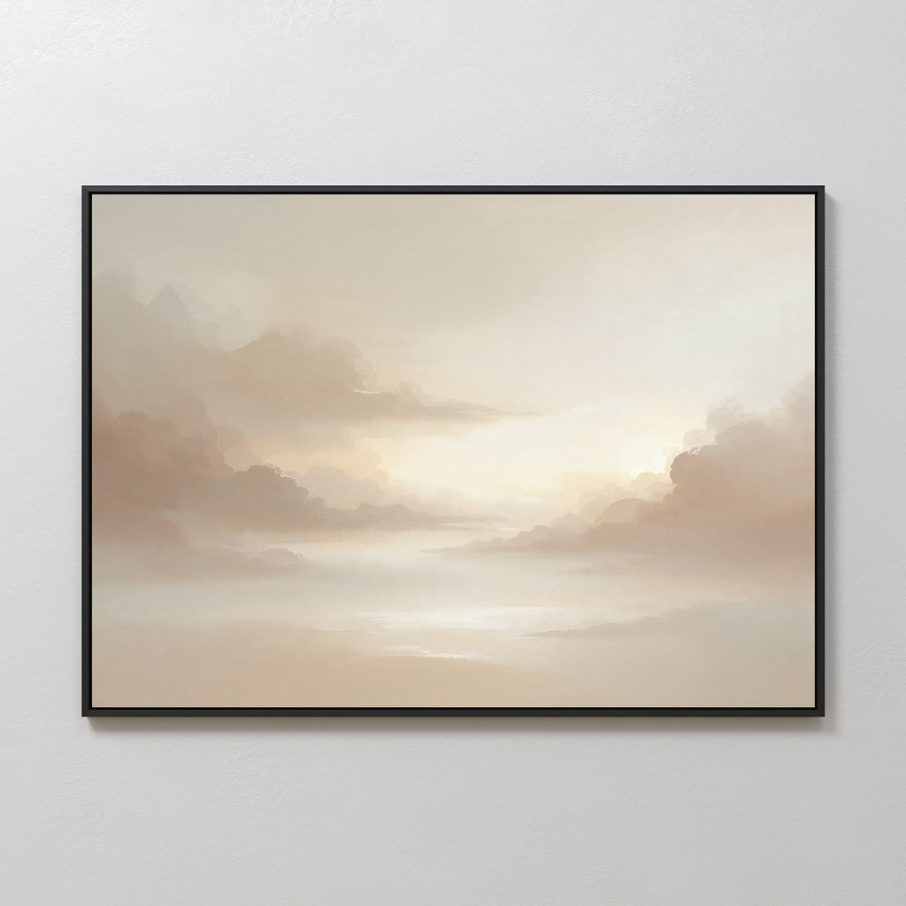 Whispers in the Mist Canvas Print – beige and white cloud canvas wall art print by Aspire Prints