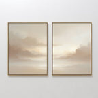 Whispers of Mist – Set of 2 Canvas Prints set of 2 – beige and white cloud canvas wall art by Aspire Prints
