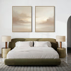 Whispers of Mist – Set of 2 Canvas Prints set of 2 – beige and white cloud canvas wall art by Aspire Prints
