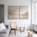 Whispers of Mist – Set of 2 Canvas Prints set of 2 – beige and white cloud canvas wall art by Aspire Prints