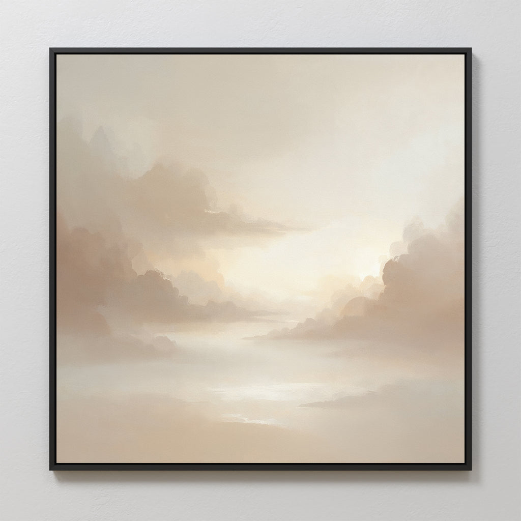 Whispering Mist & Morning Light Canvas Print – beige and white cloud canvas wall art print by Aspire Prints