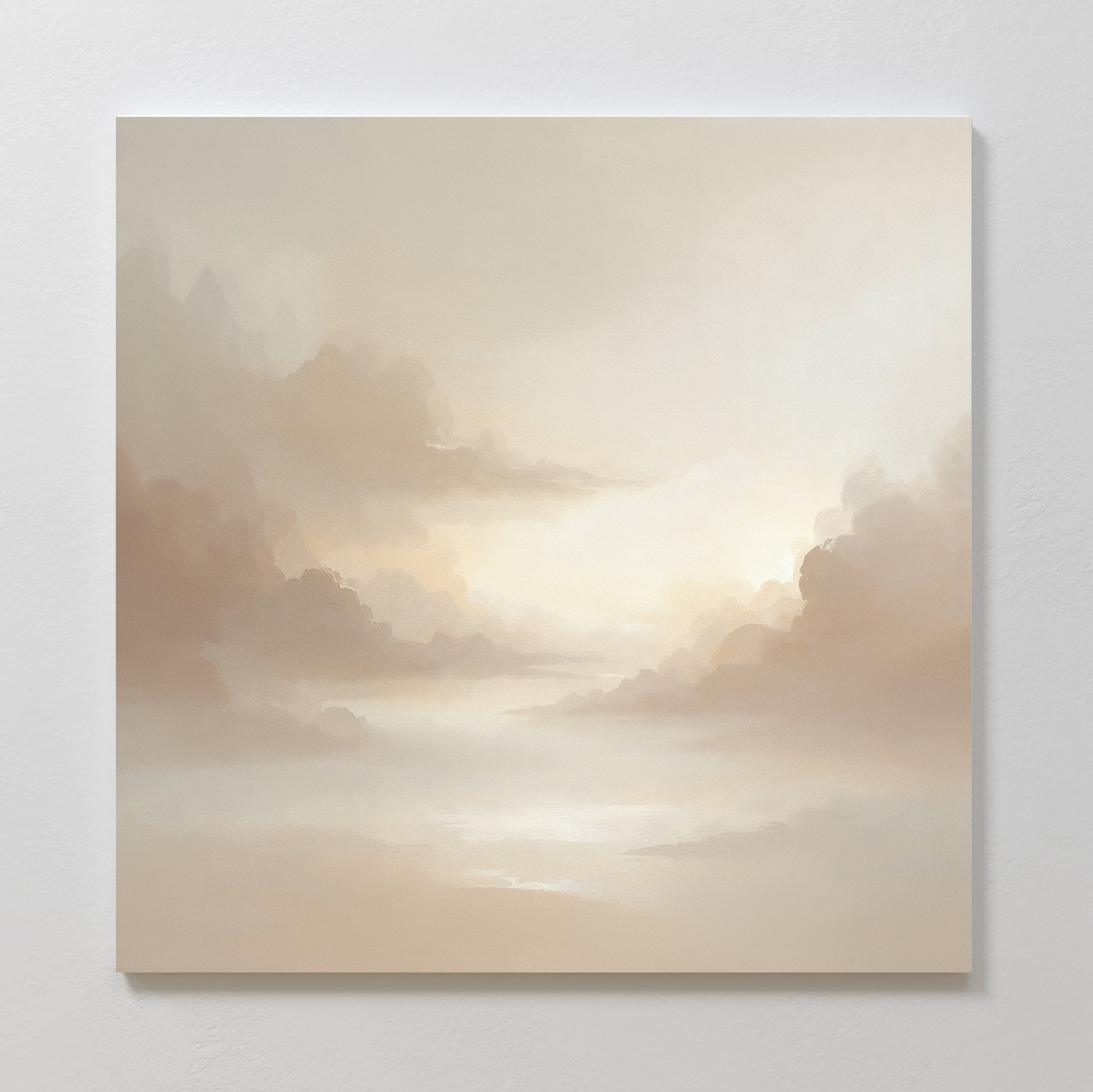 Whispering Mist & Morning Light Canvas Print – beige and white cloud canvas wall art print by Aspire Prints
