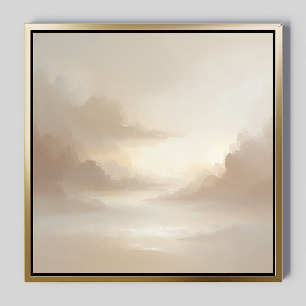 Whispering Mist & Morning Light Canvas Print – beige and white cloud canvas wall art print by Aspire Prints